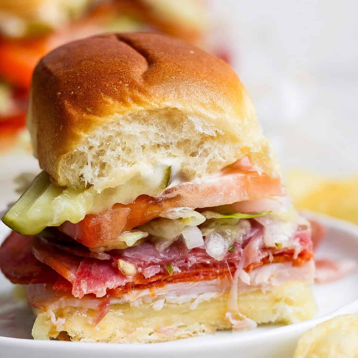 Italian Grinder Sliders on Hawaiian Buns Italian Grinder Sliders on Hawaiian Buns